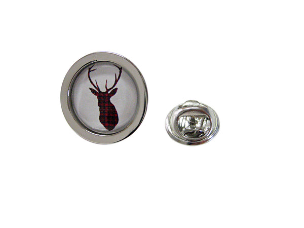 Circular Red Deer Head Design Lapel Pin
