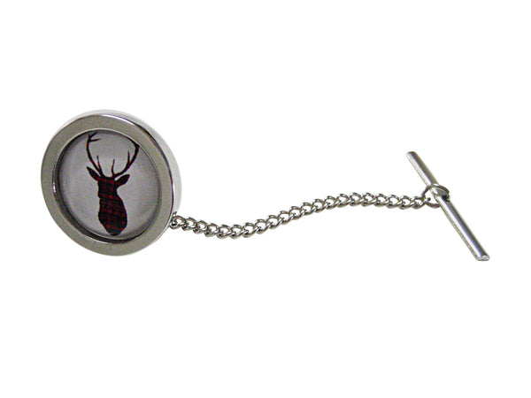 Circular Red Deer Head Design Tie Tack