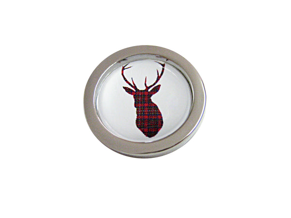 Circular Red Stag Deer Head Magnet