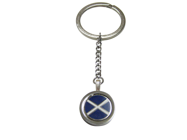 Circular Scotland Flag Pendant Keychain