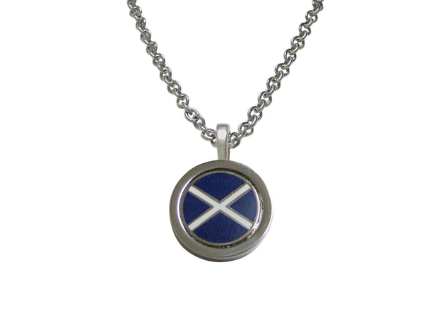 Circular Scotland Flag Pendant Necklace