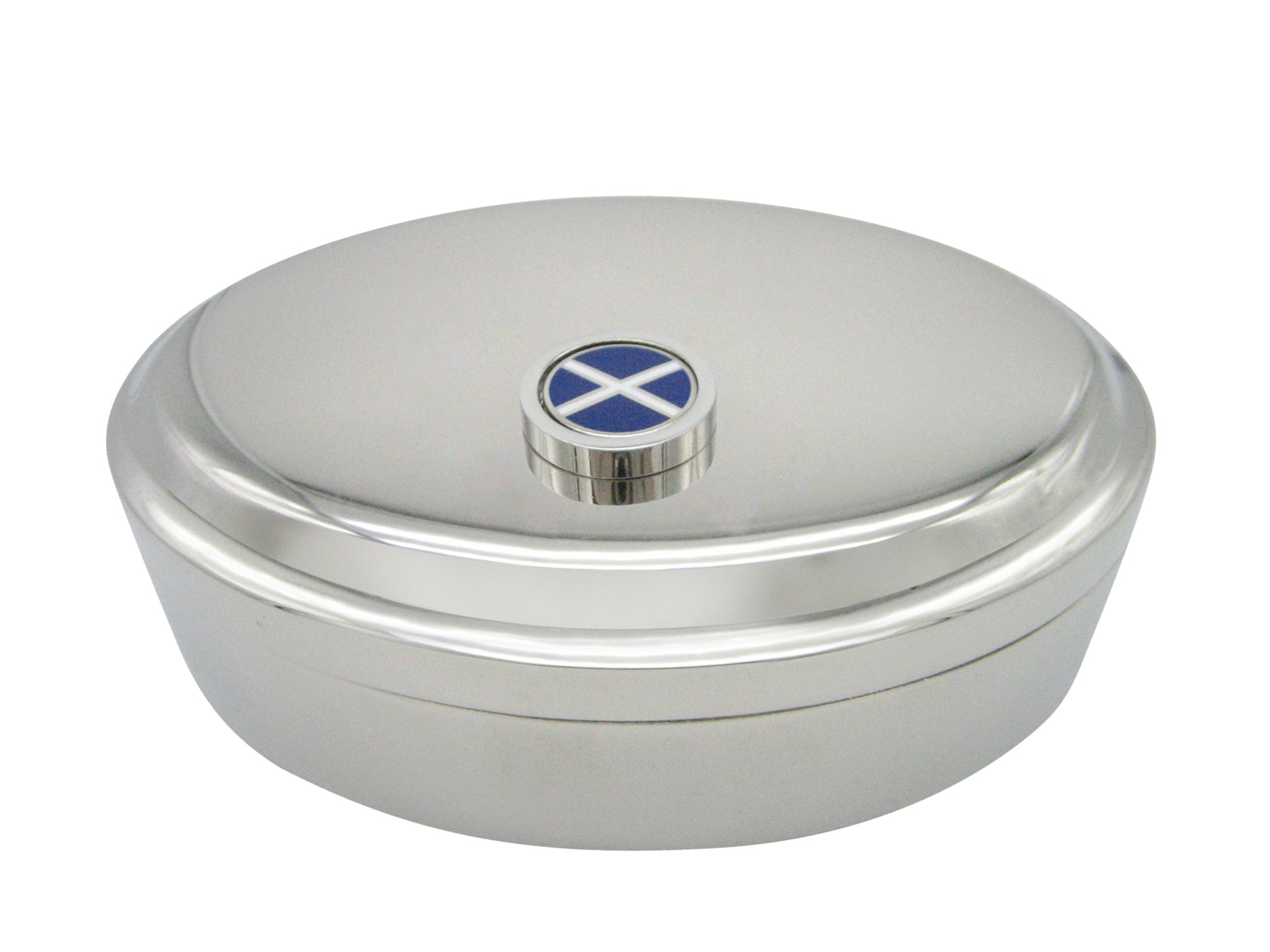 Circular Scotland Flag Pendant Oval Trinket Jewelry Box
