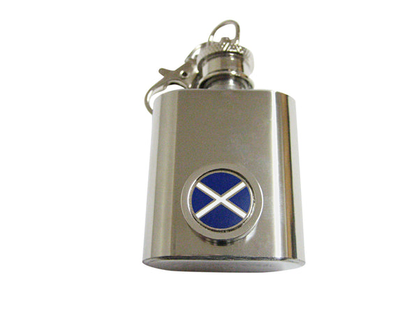 Circular Scottish Flag 1 Oz. Stainless Steel Key Chain Flask
