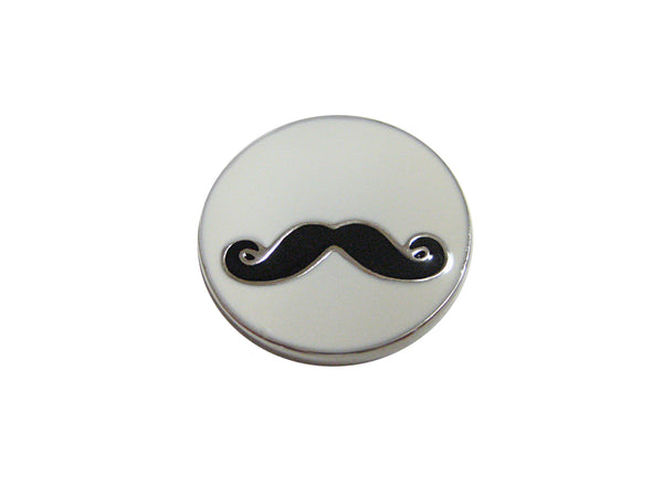 Circular White Hipster Mustache Magnet