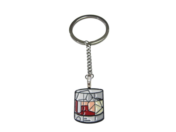 Cocktail Drink On The Rocks Pendant Keychain