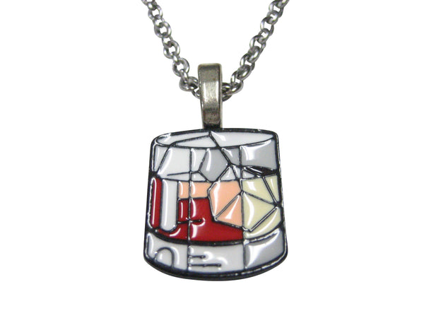 Cocktail Drink On The Rocks Pendant Necklace