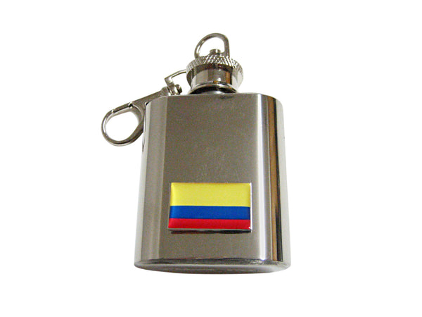 Colombia Flag Pendant 1 Oz. Stainless Steel Key Chain Flask