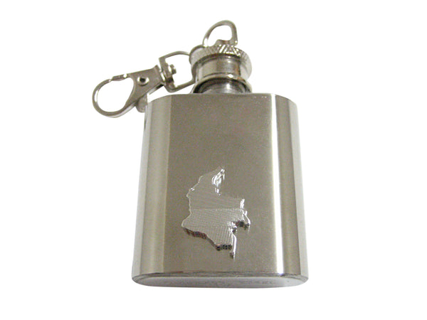 Colombia Map Shape and Flag Design 1 Oz. Stainless Steel Key Chain Flask