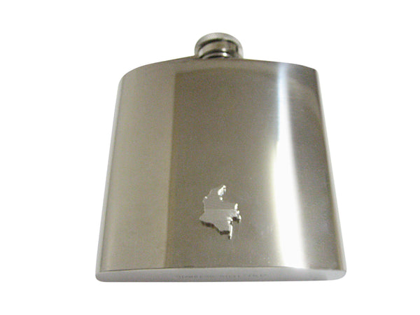 Colombia Map Shape and Flag Design 6 Oz. Stainless Steel Flask