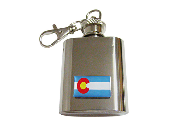 Colorado State Flag Pendant 1 Oz. Stainless Steel Key Chain Flask