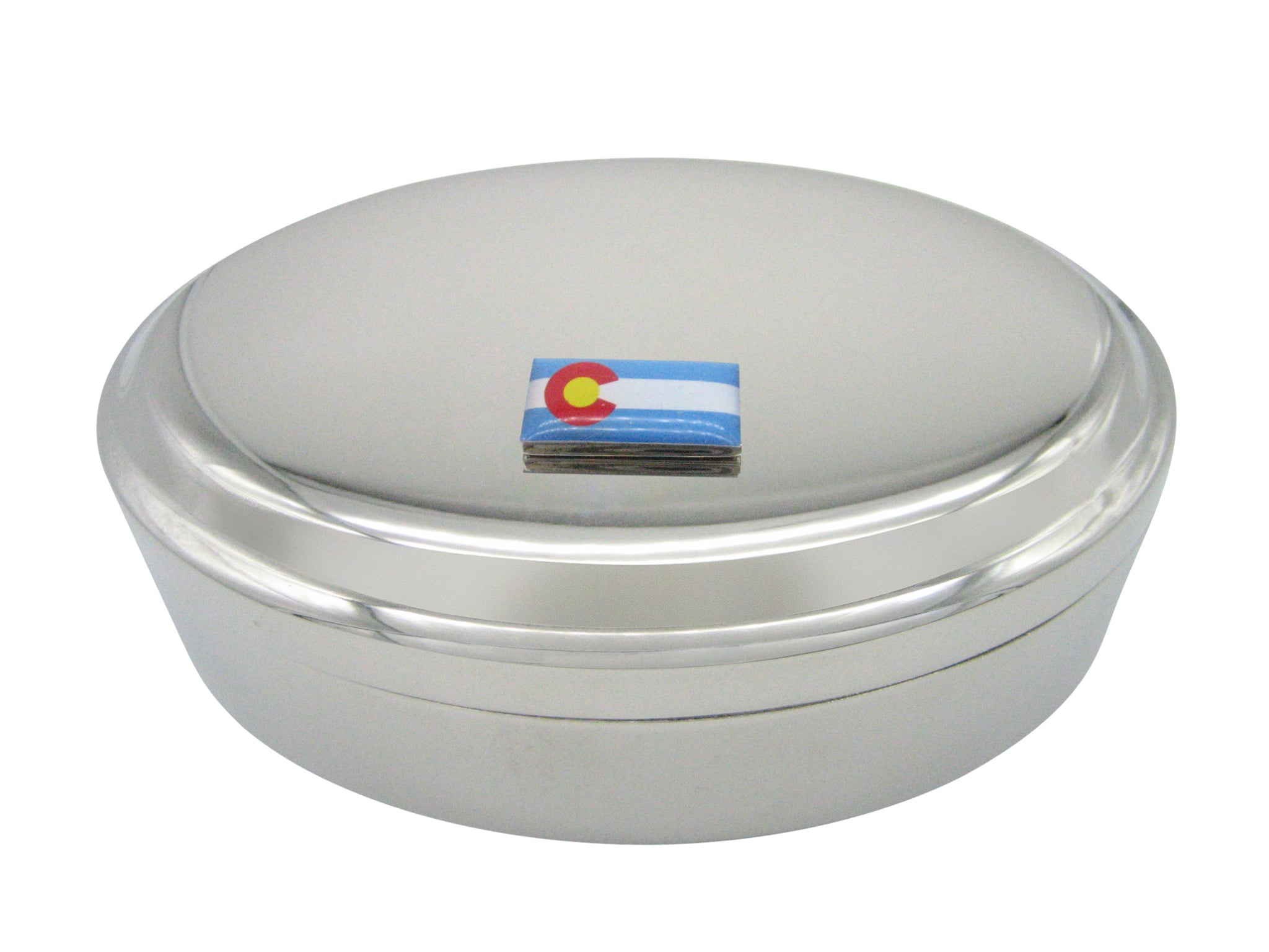 Colorado State Flag Pendant Oval Trinket Jewelry Box