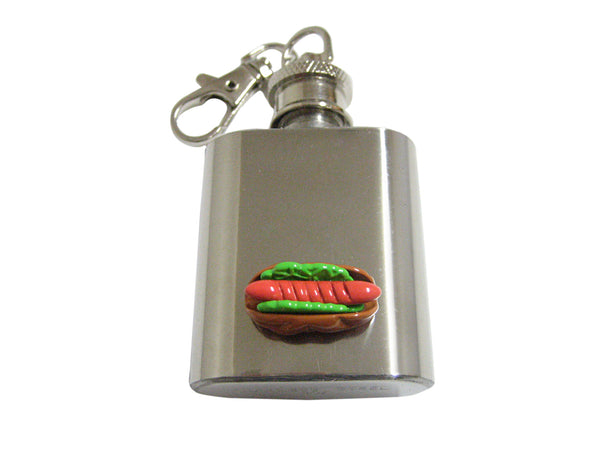 Colored Hot Dog 1 Oz. Stainless Steel Key Chain Flask