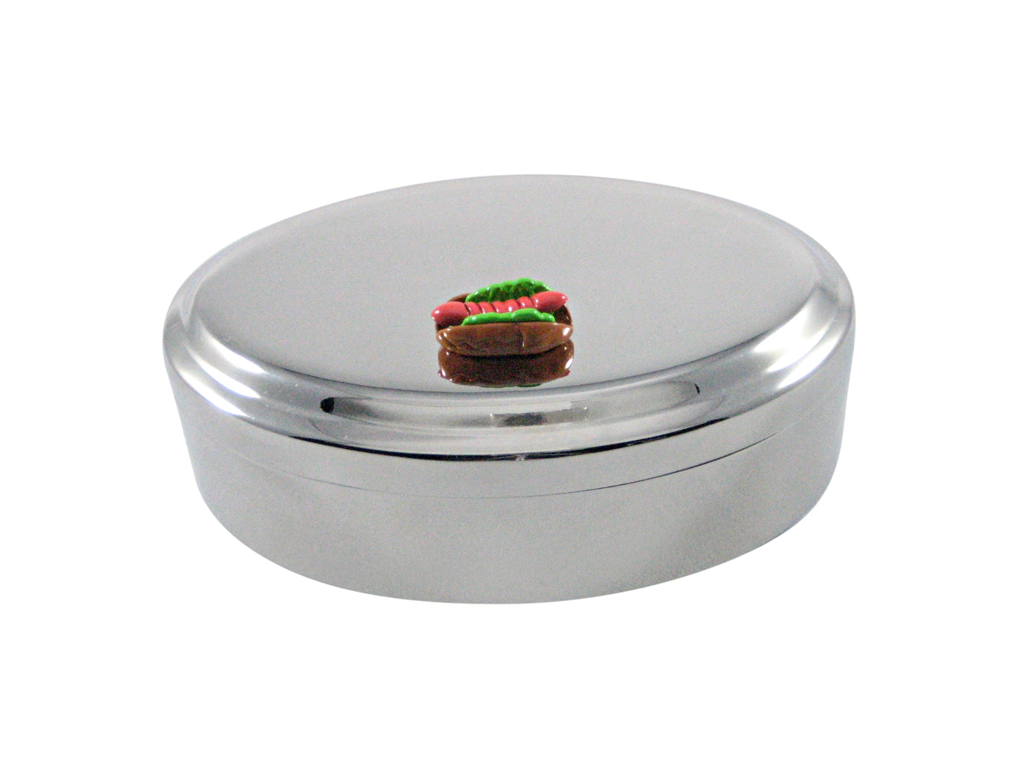 Colored Hotdog Oval Pendant Trinket Jewelry Box