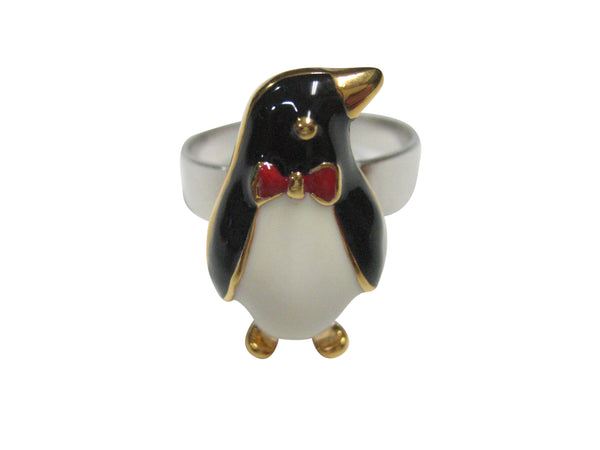 Colored Penguin Bird Adjustable Size Fashion Ring