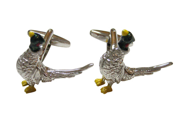 Colored Pheasant Bird Cufflinks