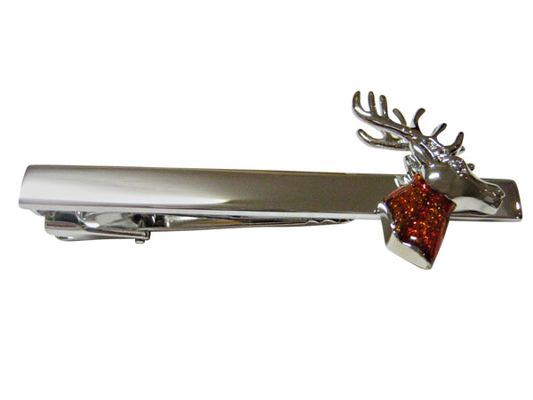 Colored Side Facing Stag Deer Head Square Tie Clip