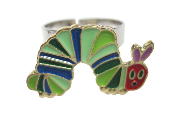 Colorful Caterpillar Bug Insect Adjustable Size Fashion Ring
