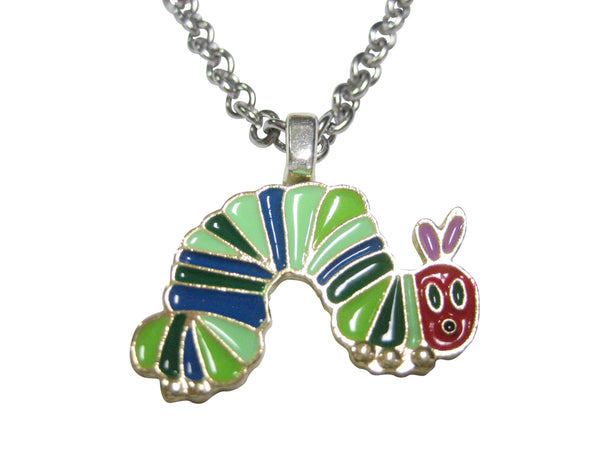 Colorful Caterpillar Bug Insect Pendant Necklace