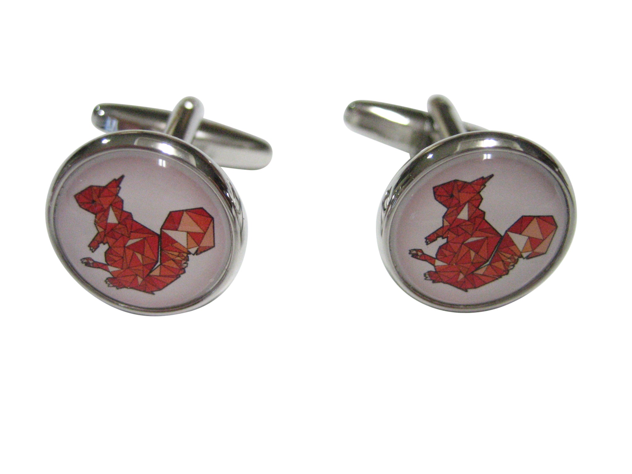 Colorful Circular Geometric Squirrel Chipmunk Cufflinks