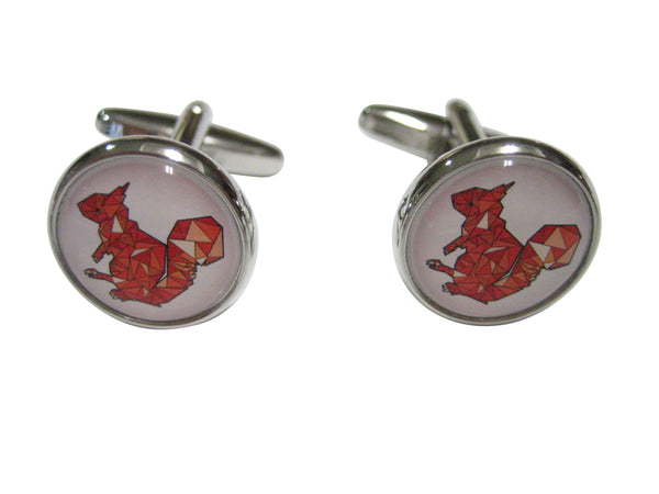 Colorful Circular Geometric Squirrel Chipmunk Cufflinks
