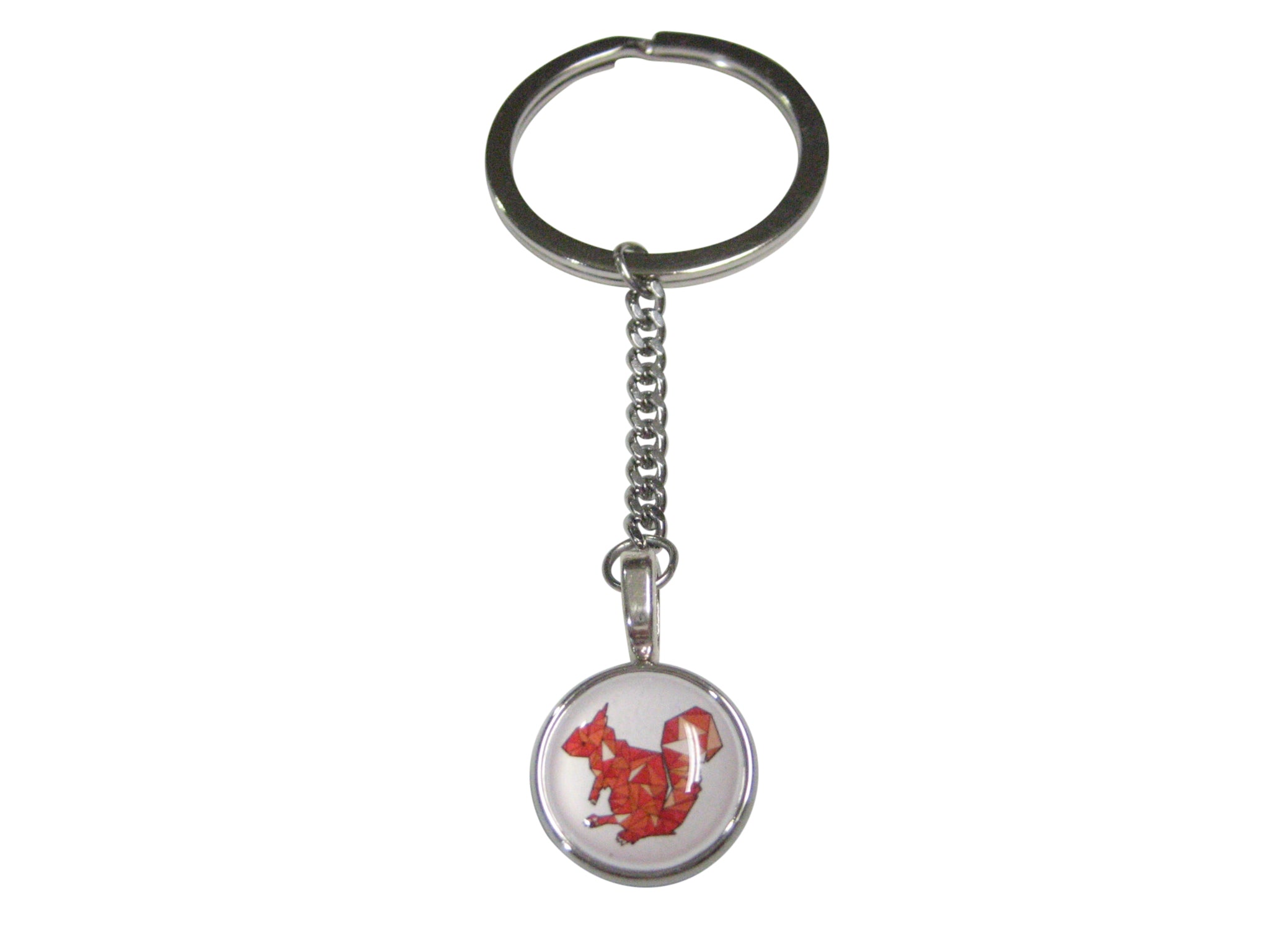 Colorful Circular Geometric Squirrel Chipmunk Pendant Keychain