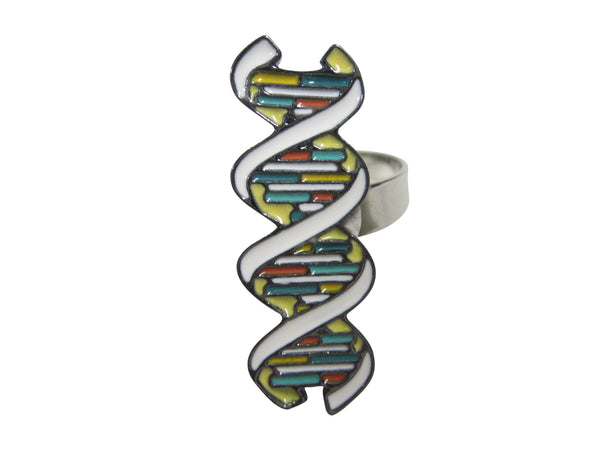Colorful DNA Deoxyribonucleic Acid Molecule Adjustable Size Fashion Ring