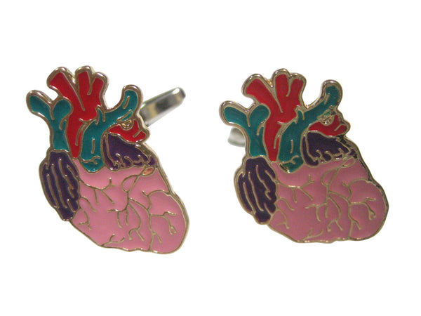Colorful Flat Anatomical Heart Cufflinks