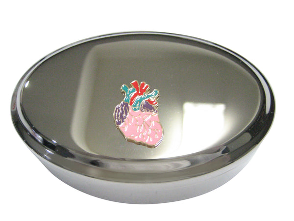 Colorful Flat Anatomical Heart Oval Trinket Jewelry Box