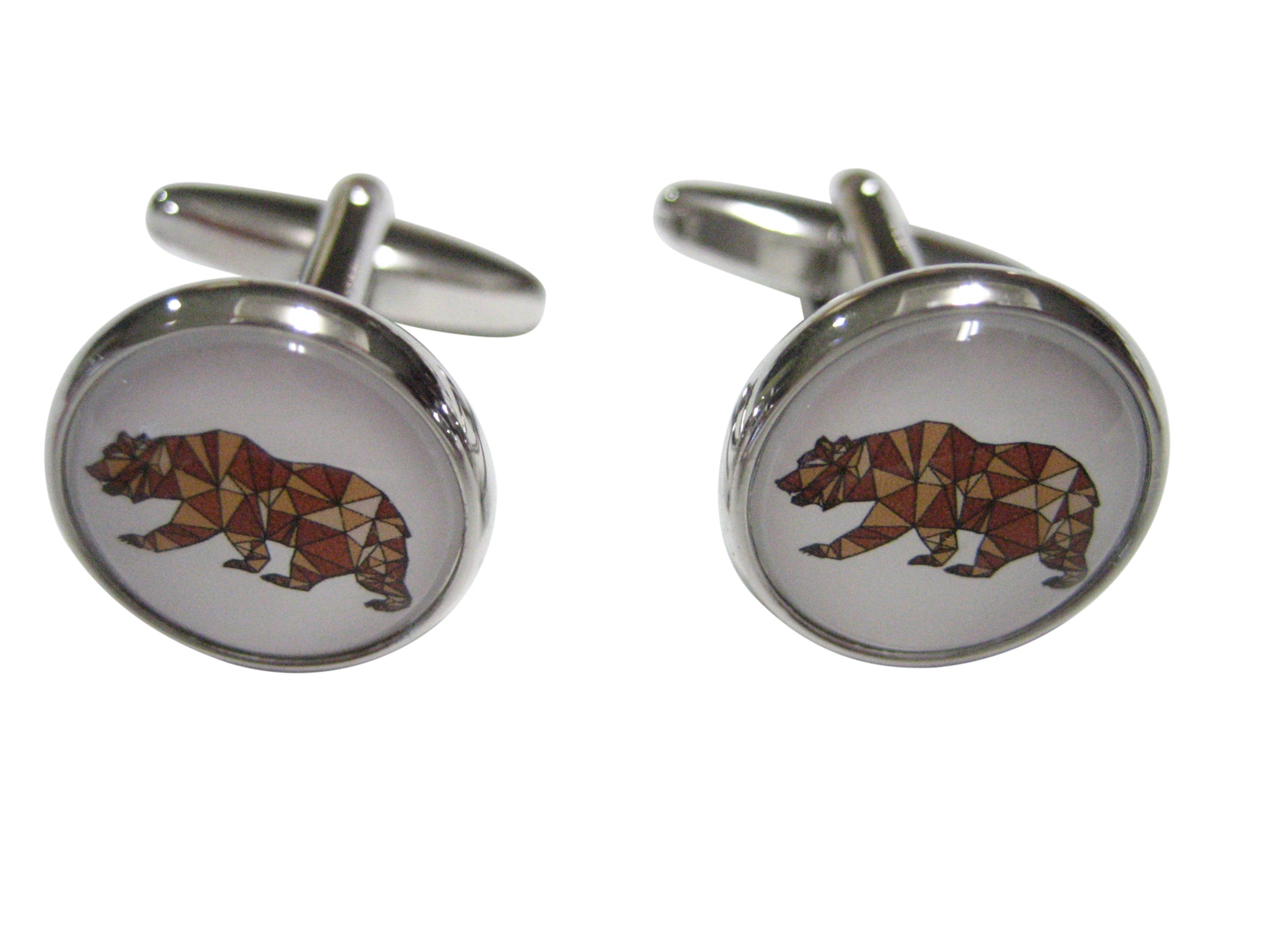 Colorful Geometric Bear Cufflinks