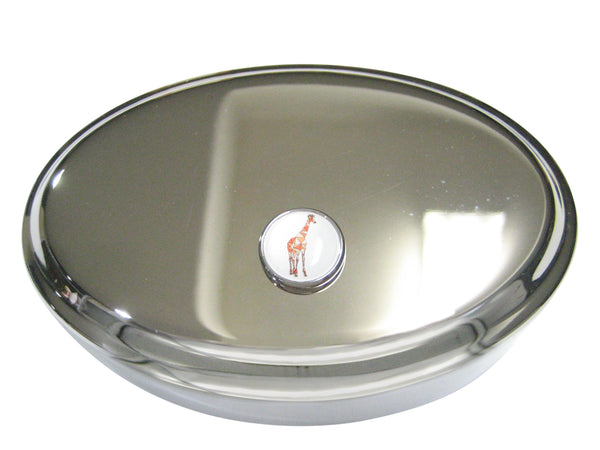 Colorful Geometric Giraffe Oval Trinket Jewelry Box