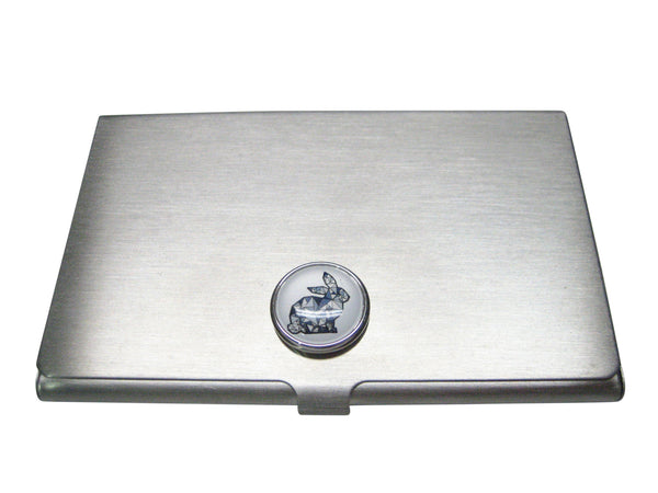 Colorful Geometric Rabbit Hare Circular Business Card Holder