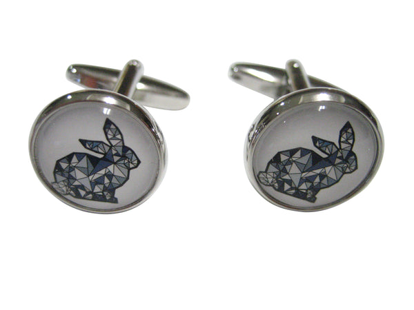 Colorful Geometric Rabbit Hare Circular Cufflinks