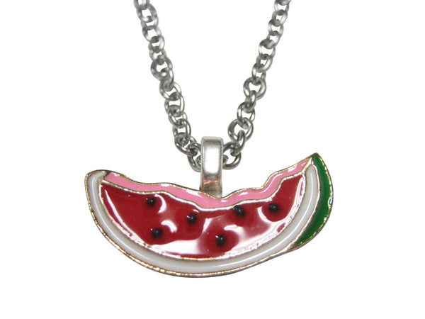 Colorful Half Eaten Watermelon Fruit Pendant Necklace