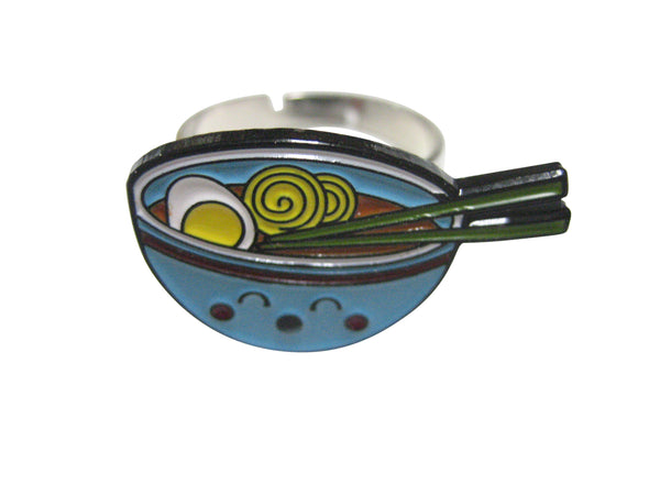 Colorful Happy Ramen Noodle Bowl Adjustable Size Fashion Ring