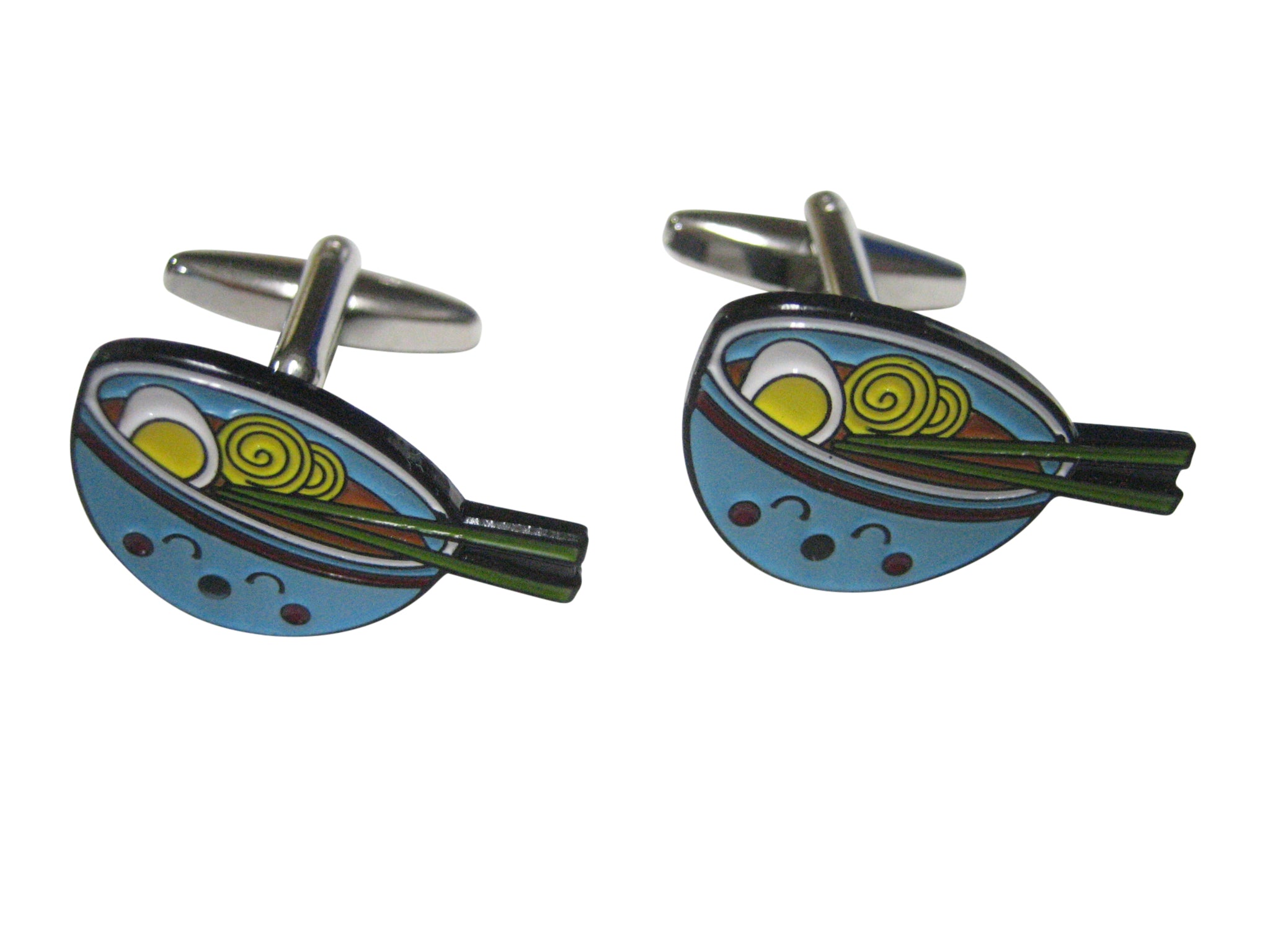 Colorful Happy Ramen Noodle Bowl Cufflinks