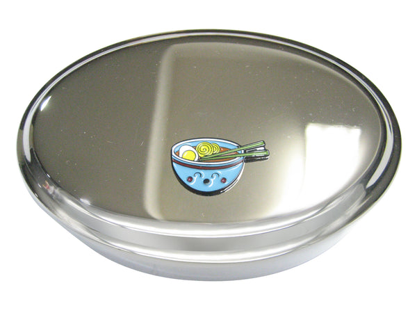 Colorful Happy Ramen Noodle Bowl Oval Trinket Jewelry Box