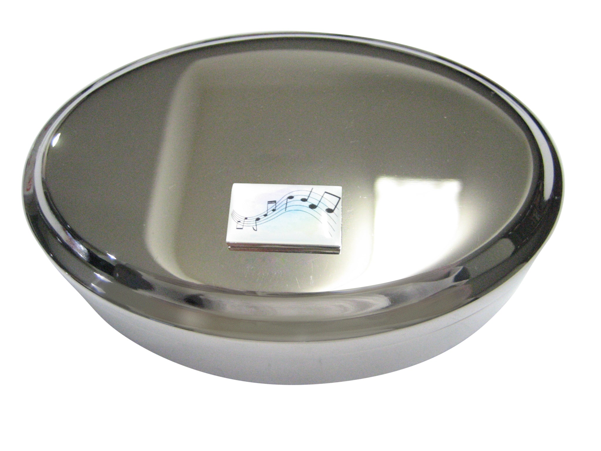 Colorful Music Notes Oval Trinket Jewelry Box