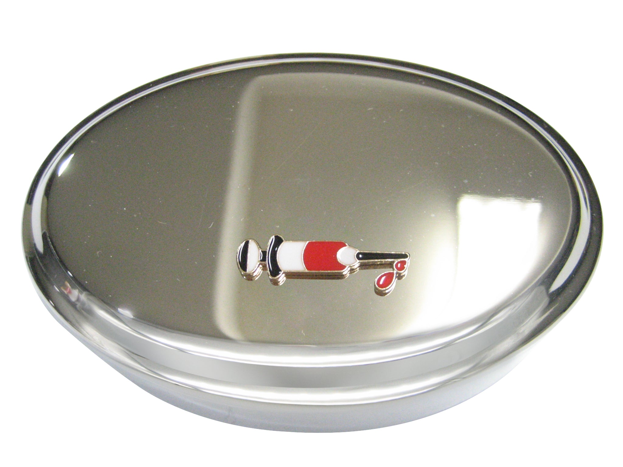 Colorful Phlebotomist Hypodermic Syringe Needle Oval Trinket Jewelry Box