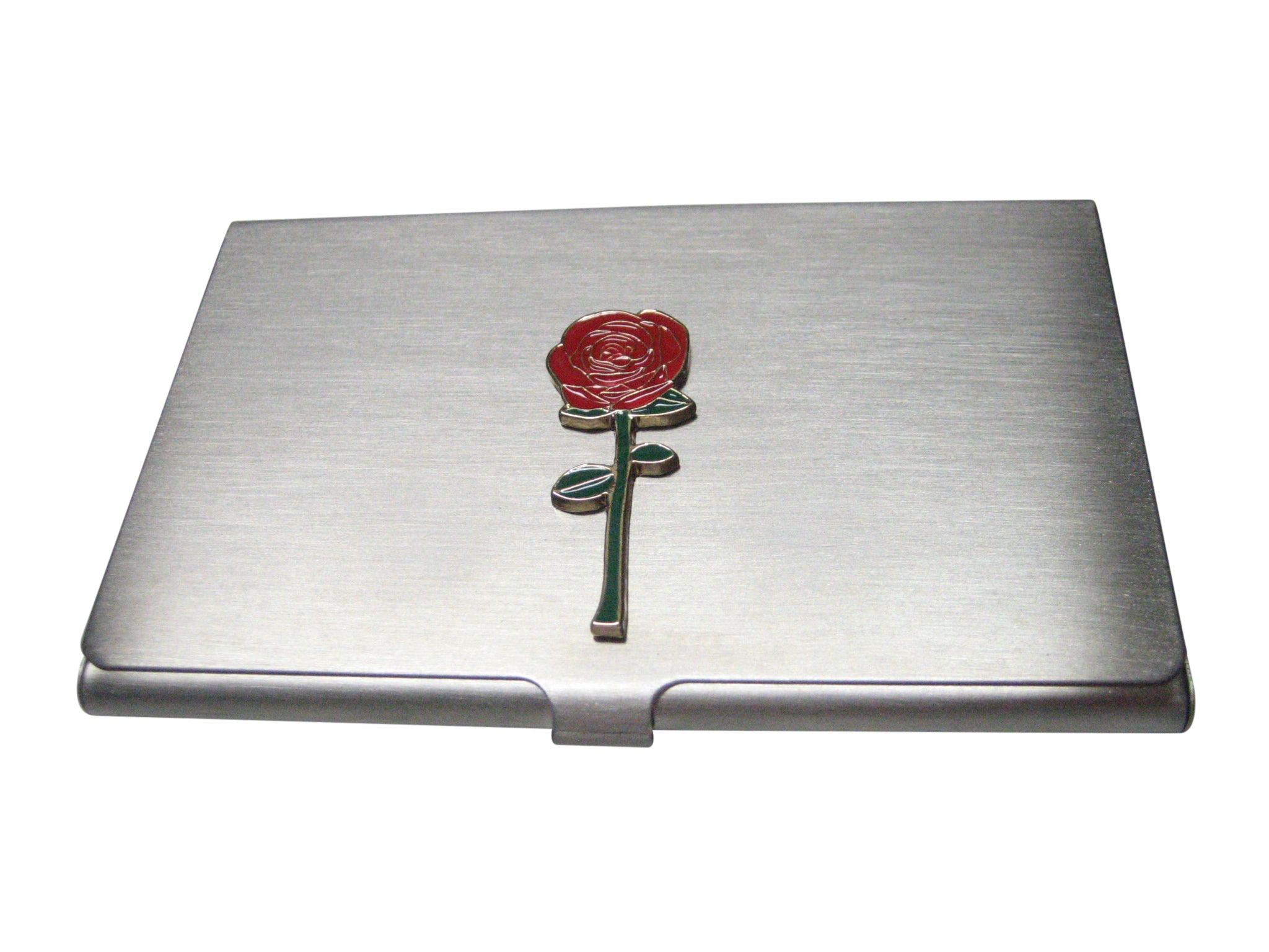 Colorful Red Rose Flower Business Card Holder