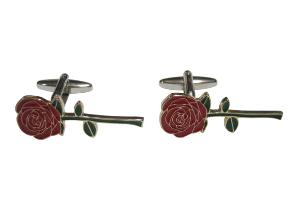 Colorful Red Rose Flower Cufflinks