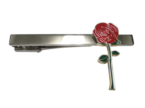 Colorful Red Rose Flower Tie Clip