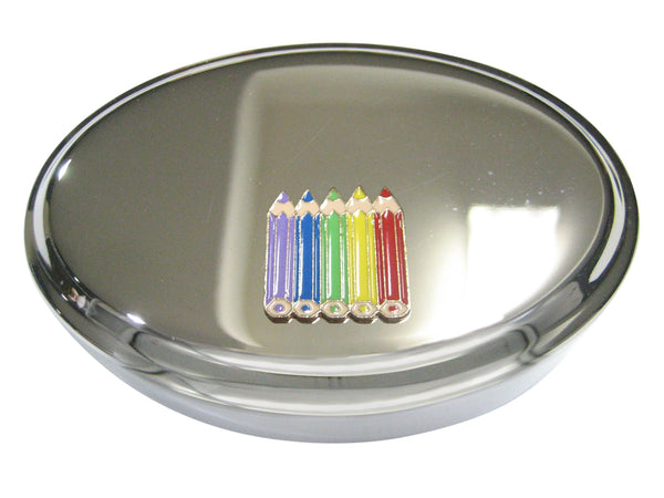 Colorful Set of Color Pencils Oval Trinket Jewelry Box
