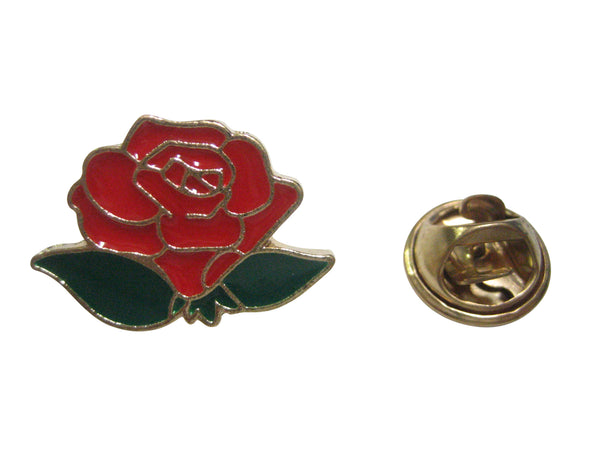 Colorful Short Red Rose Flower Lapel Pin