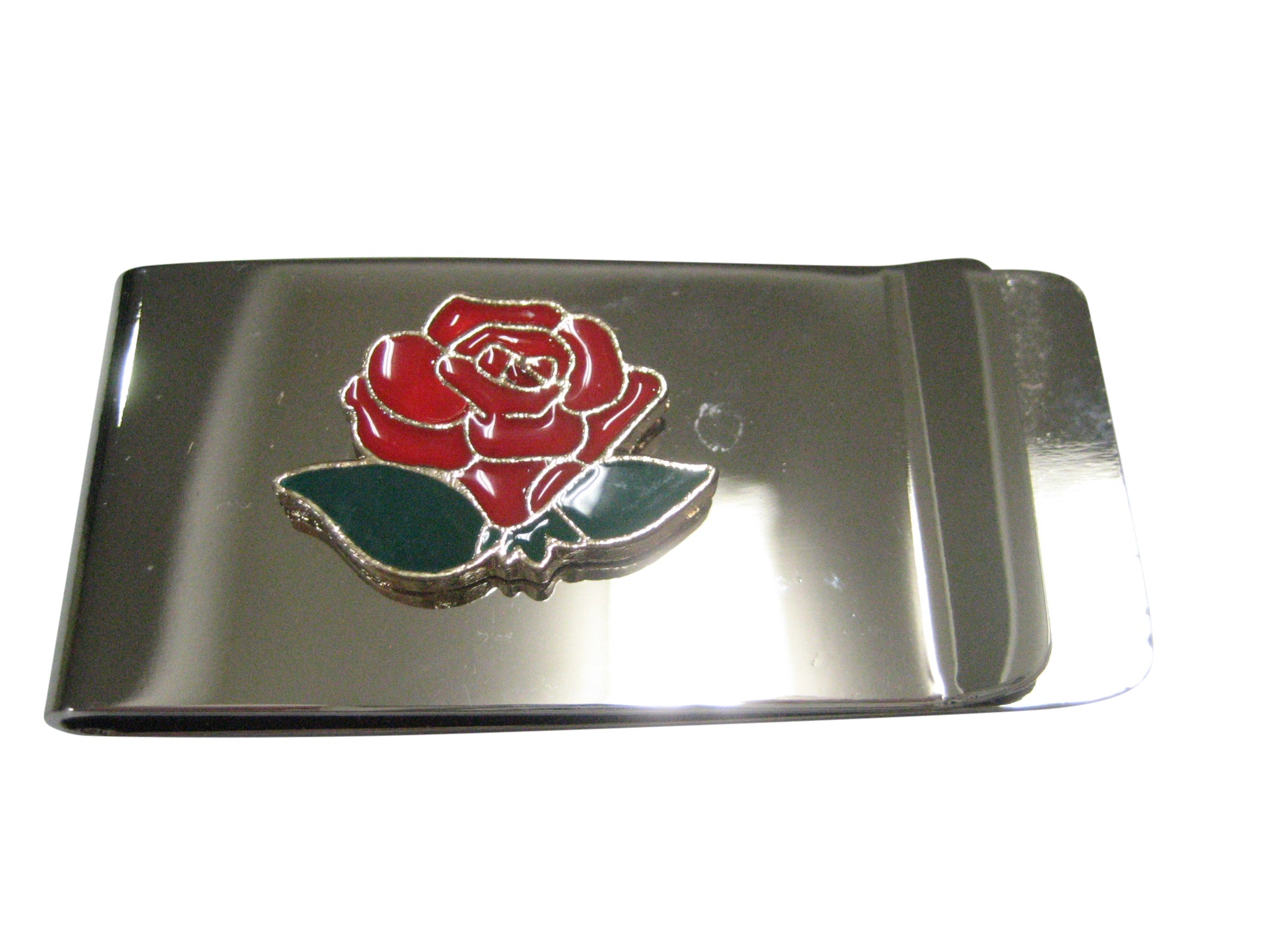 Colorful Short Red Rose Flower Money Clip