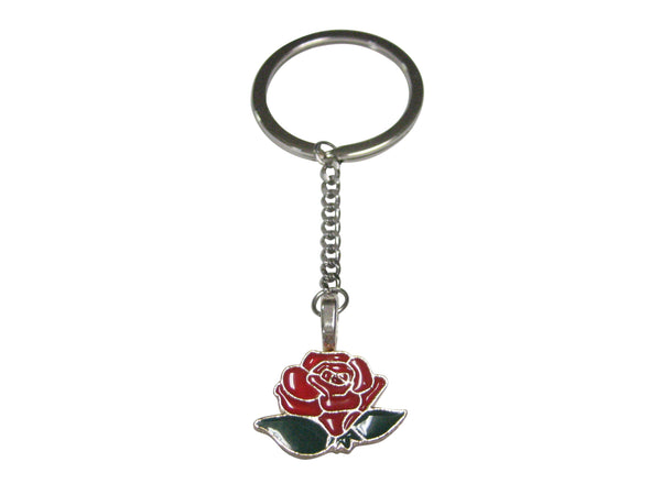 Colorful Short Red Rose Flower Pendant Keychain