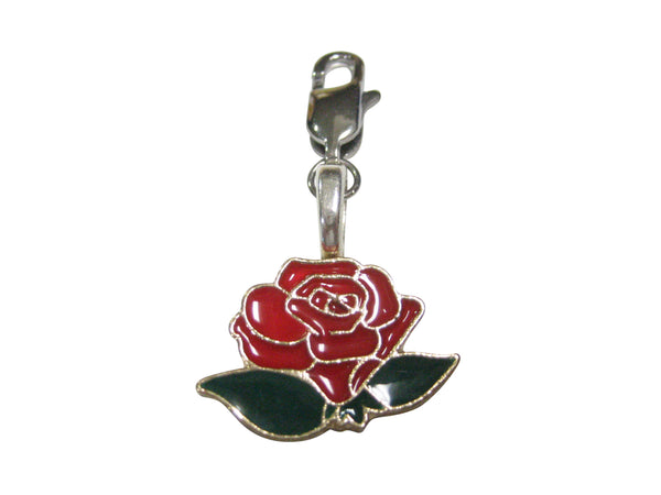 Colorful Short Red Rose Flower Pendant Zipper Pull Charm