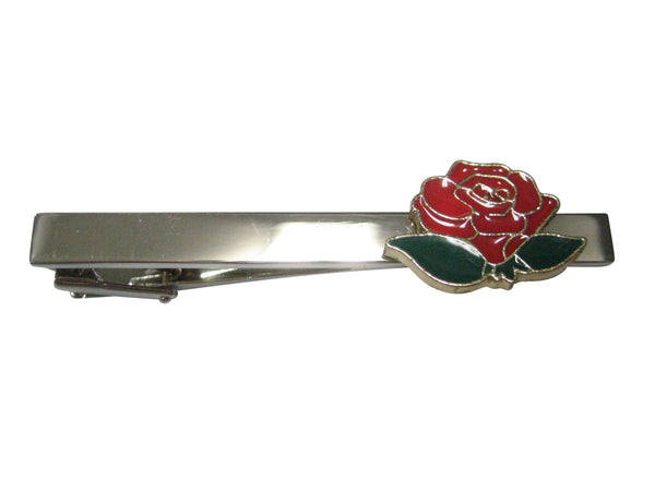 Colorful Short Red Rose Flower Tie Clip