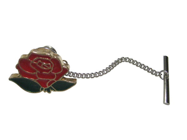 Colorful Short Red Rose Flower Tie Tack