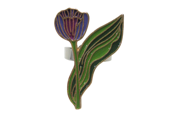 Colorful Tulip Flower Adjustable Size Fashion Ring