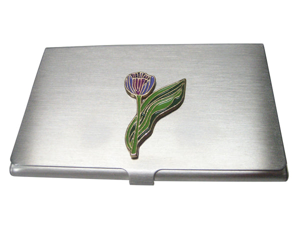 Colorful Tulip Flower Business Card Holder
